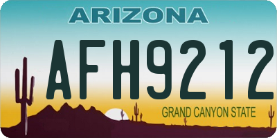 AZ license plate AFH9212