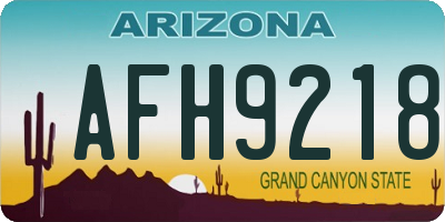 AZ license plate AFH9218