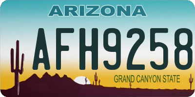 AZ license plate AFH9258