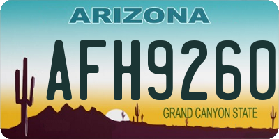 AZ license plate AFH9260