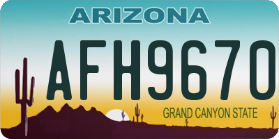 AZ license plate AFH9670