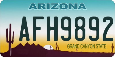 AZ license plate AFH9892