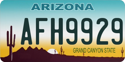 AZ license plate AFH9929