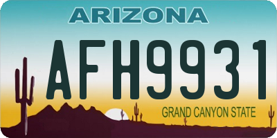 AZ license plate AFH9931