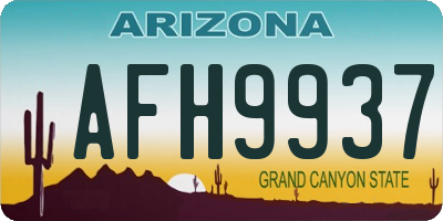 AZ license plate AFH9937