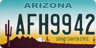 AZ license plate AFH9942