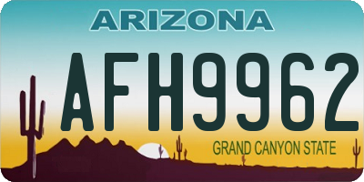 AZ license plate AFH9962