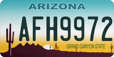 AZ license plate AFH9972