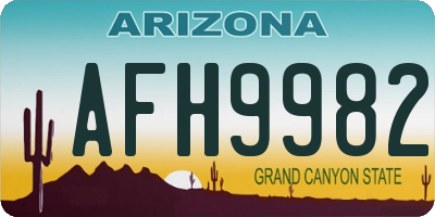 AZ license plate AFH9982
