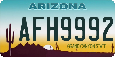 AZ license plate AFH9992