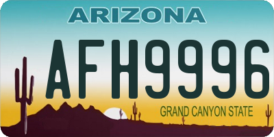 AZ license plate AFH9996