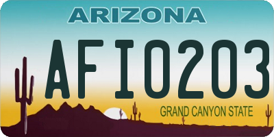 AZ license plate AFI0203