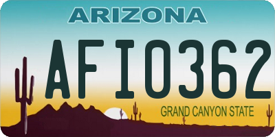 AZ license plate AFI0362