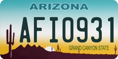 AZ license plate AFI0931
