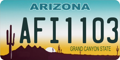 AZ license plate AFI1103