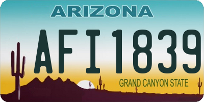 AZ license plate AFI1839