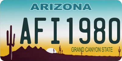 AZ license plate AFI1980