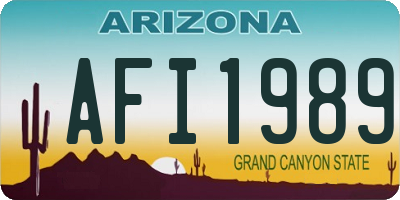 AZ license plate AFI1989