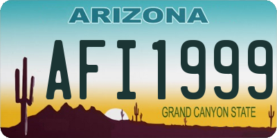 AZ license plate AFI1999