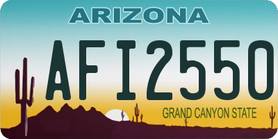 AZ license plate AFI2550