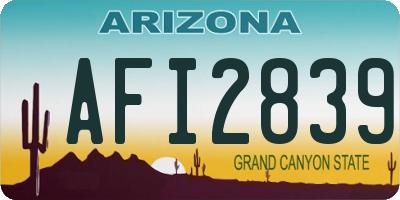 AZ license plate AFI2839
