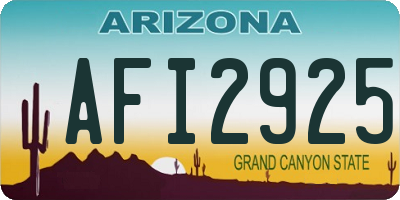 AZ license plate AFI2925