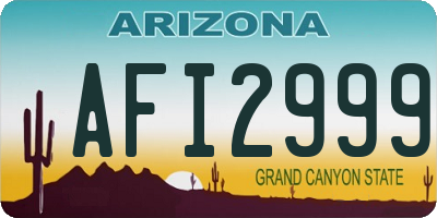 AZ license plate AFI2999