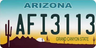 AZ license plate AFI3113