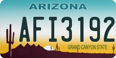 AZ license plate AFI3192