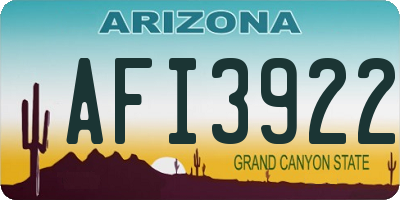 AZ license plate AFI3922