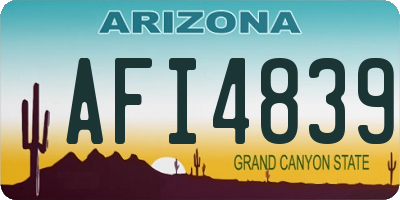 AZ license plate AFI4839
