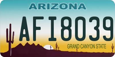 AZ license plate AFI8039