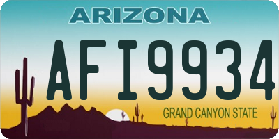 AZ license plate AFI9934
