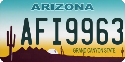 AZ license plate AFI9963