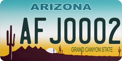 AZ license plate AFJ0002