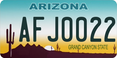 AZ license plate AFJ0022