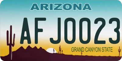 AZ license plate AFJ0023