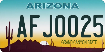 AZ license plate AFJ0025