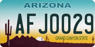 AZ license plate AFJ0029