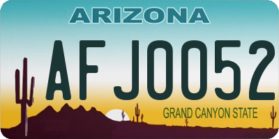 AZ license plate AFJ0052