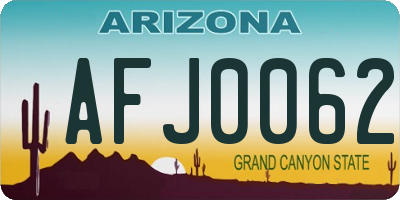 AZ license plate AFJ0062