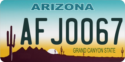 AZ license plate AFJ0067