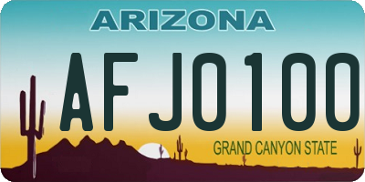 AZ license plate AFJ0100