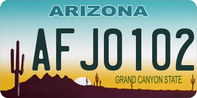 AZ license plate AFJ0102