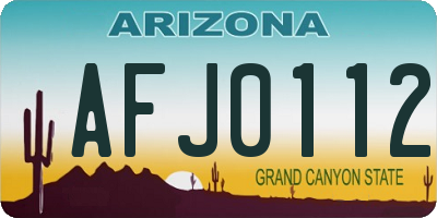 AZ license plate AFJ0112