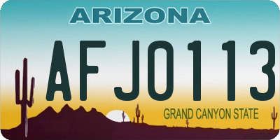 AZ license plate AFJ0113