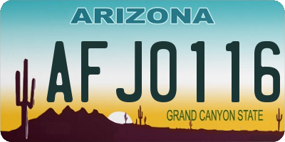 AZ license plate AFJ0116