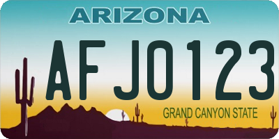 AZ license plate AFJ0123