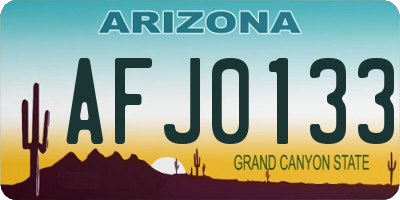 AZ license plate AFJ0133
