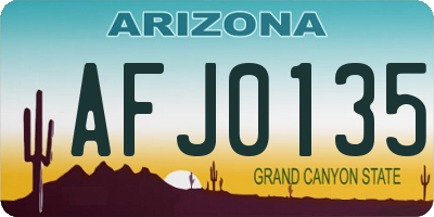 AZ license plate AFJ0135